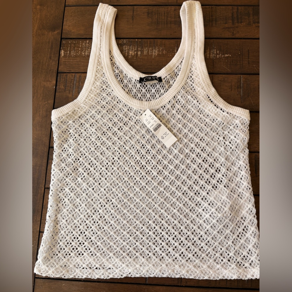 J. Crew White Open Knit Tank